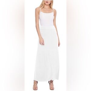 Casual White Maxi Skirt - Stretch jersey